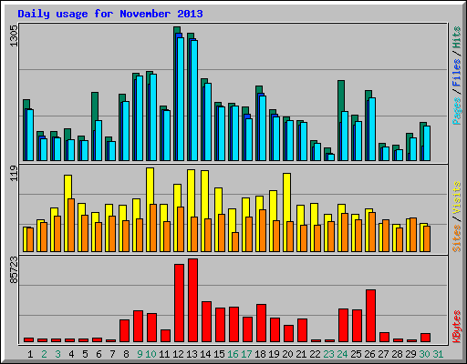 Daily usage for November 2013