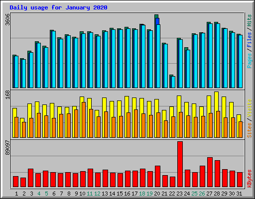 Daily usage for January 2020