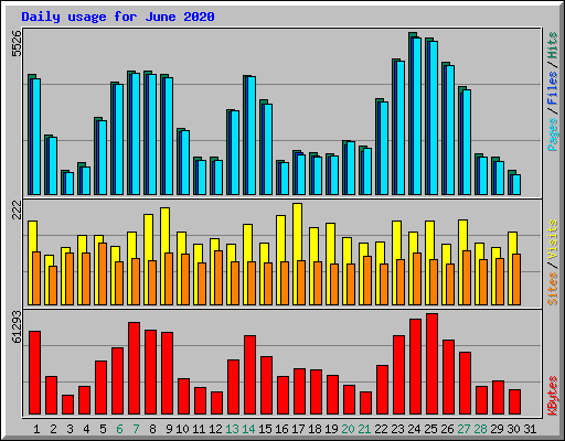 Daily usage for June 2020