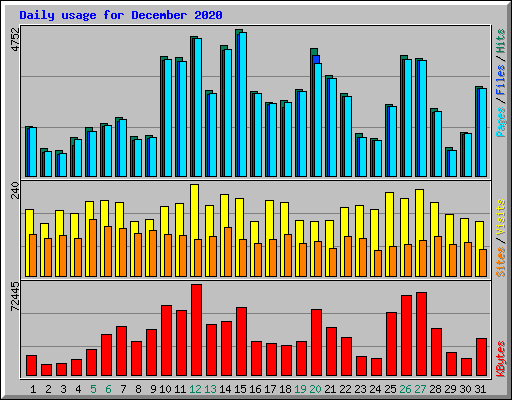 Daily usage for December 2020