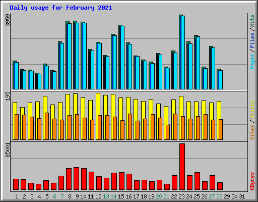 Daily usage for February 2021