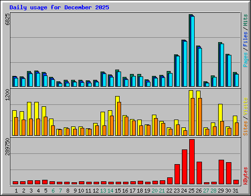 Daily usage for December 2025