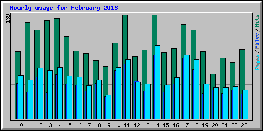 Hourly usage for February 2013