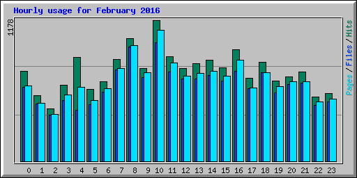 Hourly usage for February 2016