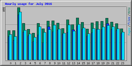 Hourly usage for July 2016